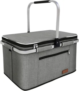 35L Large Picnic Basket 2 Layers of Internal Pockets Leak-Proof and Insulated Folding, Internal Support Does Not House Warming Gifts New Home, Wedding Gifts for Couple