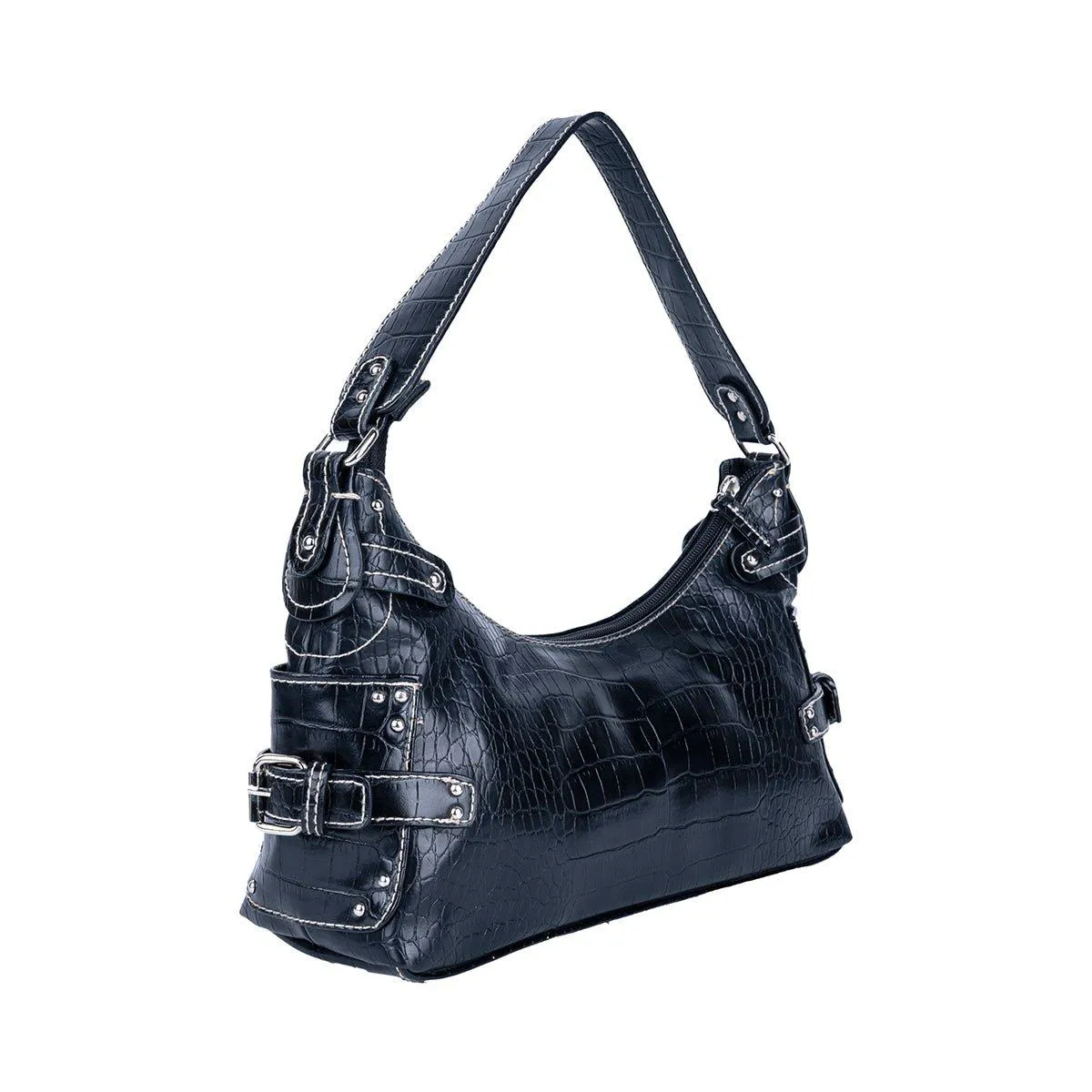A New Approach Croc Hobo Bags Leather Black Colour For Women
