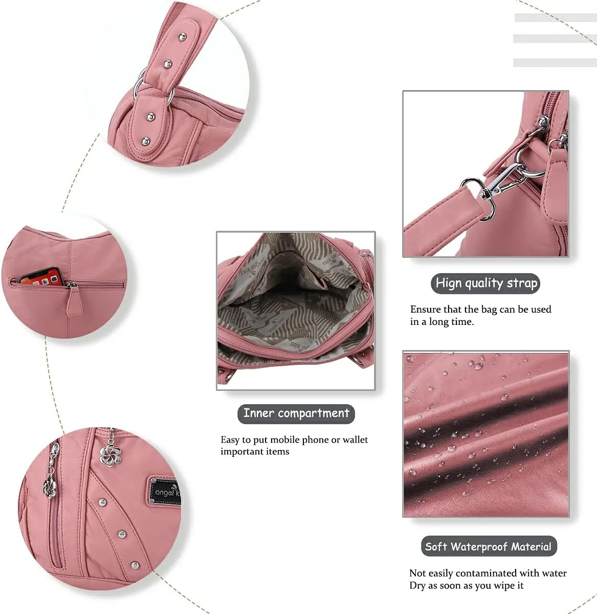 Angel Barcelo Hobo Bag for Women Crossbody Purse and Handbags Ladies Shoulder Bags