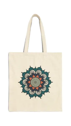 Aqua Tree Mandala Canvas Tote Bag