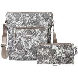 Baggallini Go Bagg with RFID Phone Wristlet Tan Python Nylon