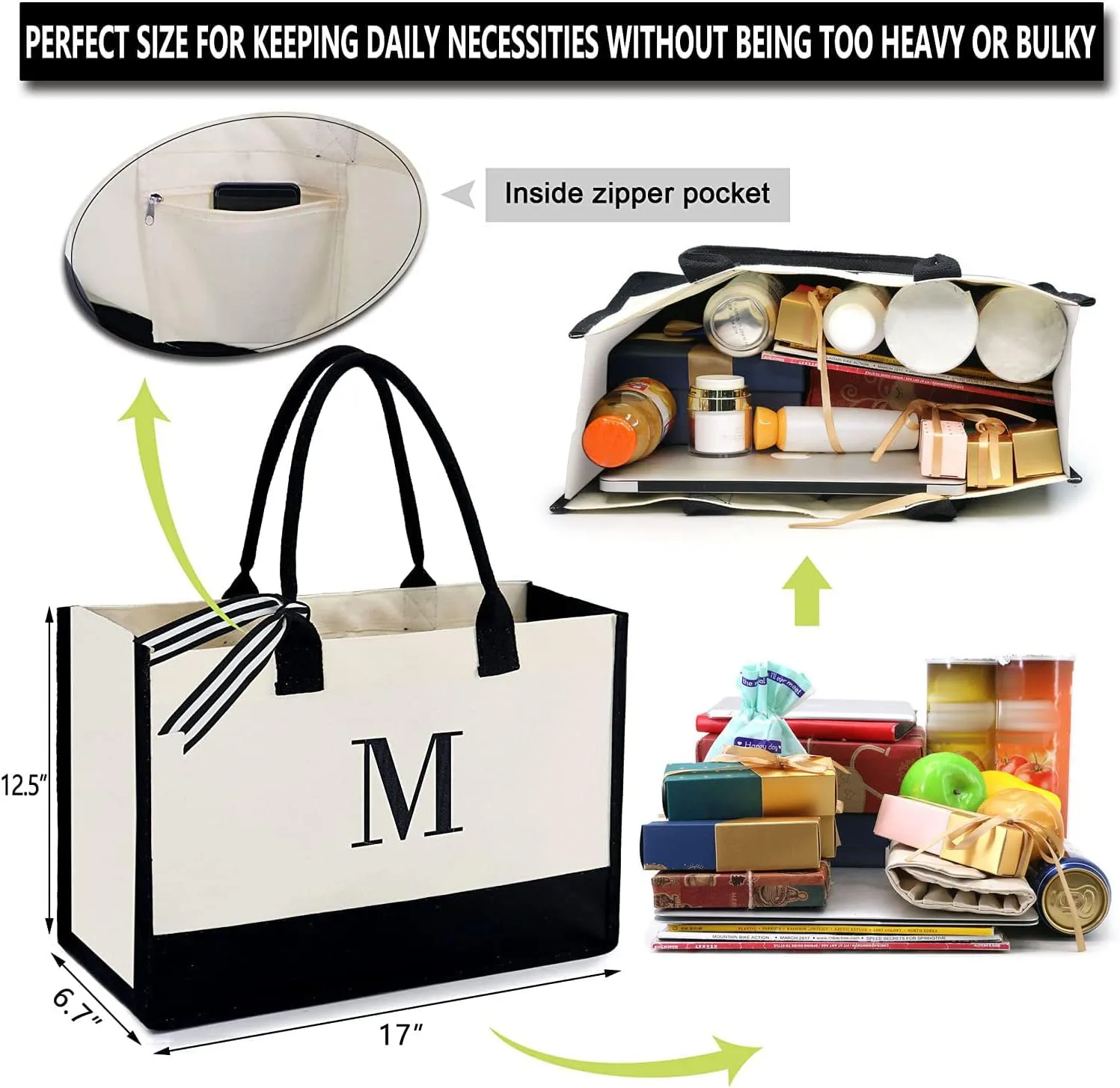 BeeGreen Personalized-Tote-Bag-for Women Mom Teacher Friends Sister Gift Bags with Comestic Bag
