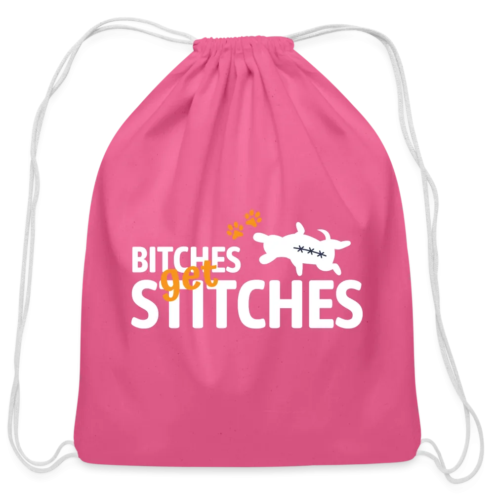 Bitches get stitches Drawstring Bag