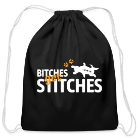 Bitches get stitches Drawstring Bag