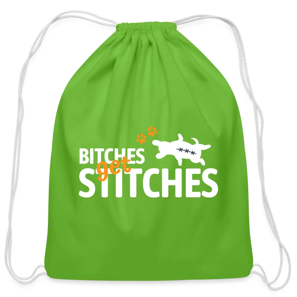 Bitches get stitches Drawstring Bag