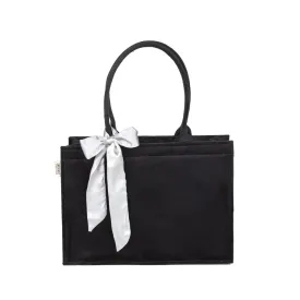 Black Knotted Velvet Tote Bag – Elegant & Eco-Friendly Handbag