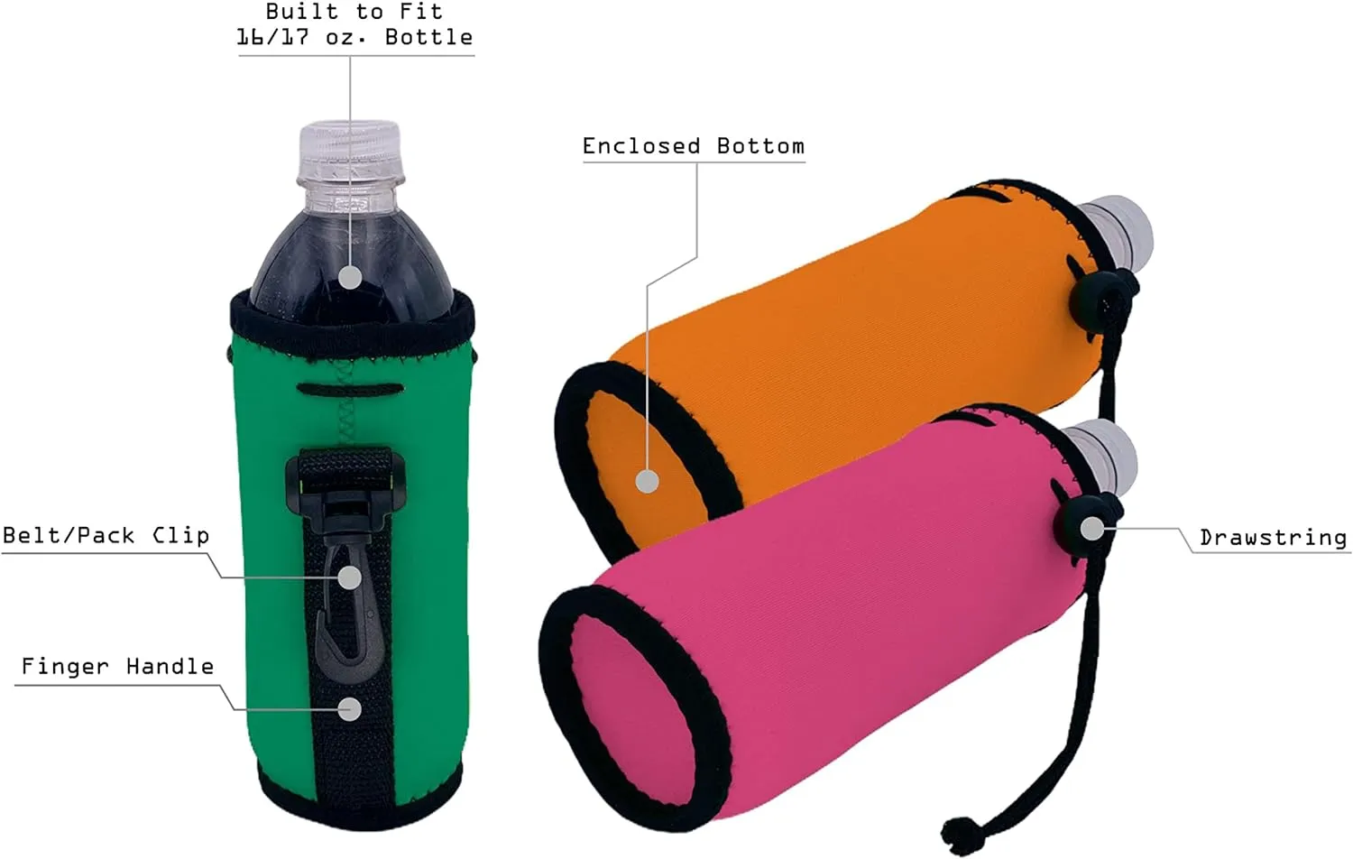 Blank Neoprene Water Bottle Coolie (Variety Color 6 Pack)
