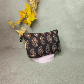 Boat purse Black Colour with Sandal Flower Design.