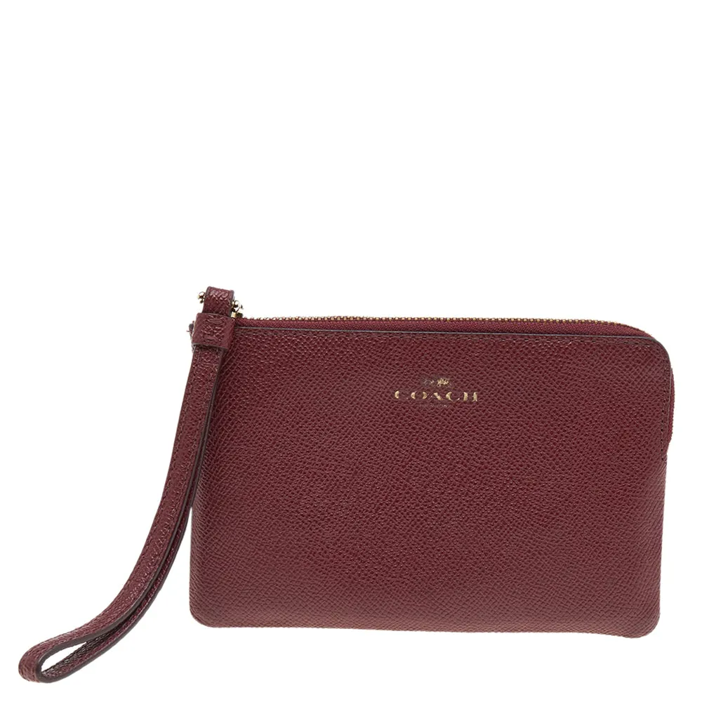 Burgundy Leather Card Case Wristlet