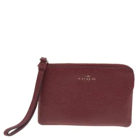 Burgundy Leather Card Case Wristlet