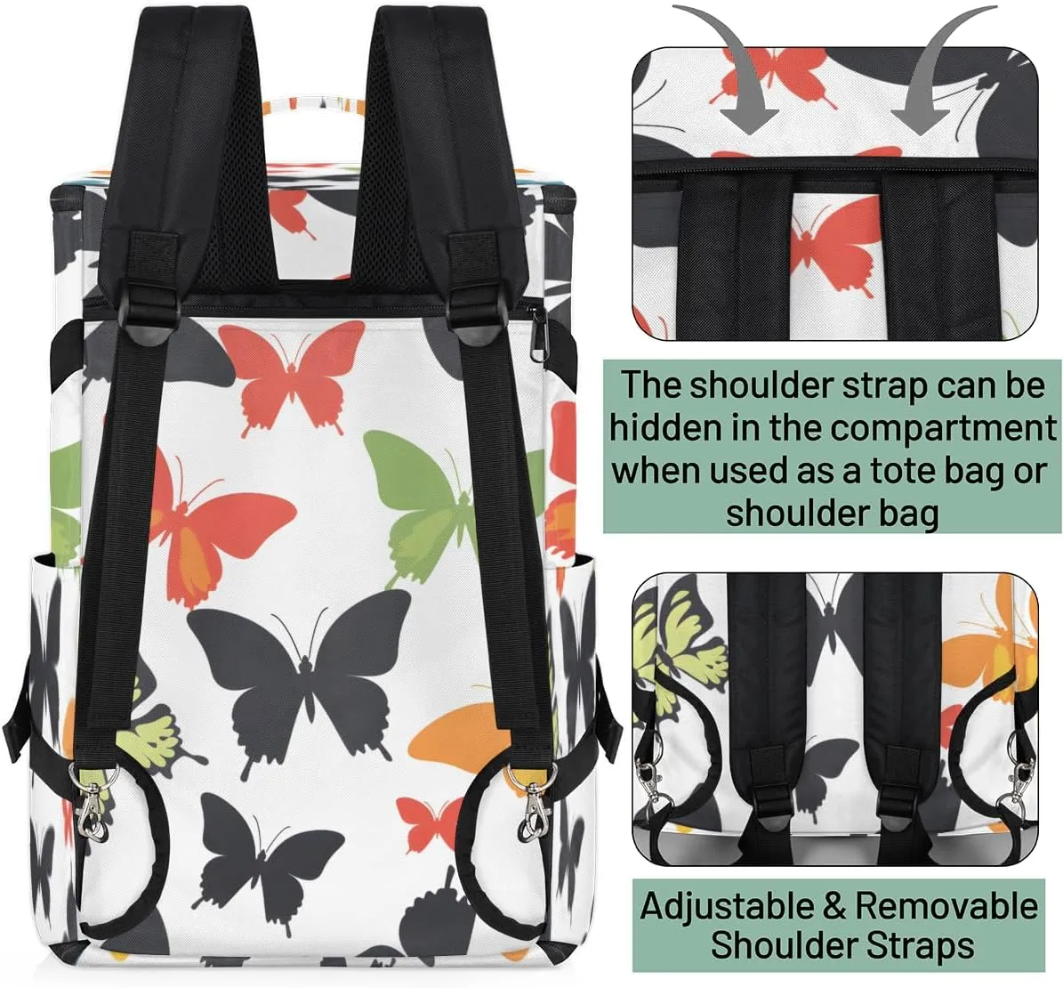 Butterfly Travel Backpack Carry On Flight Approved for Women Men, 18.9 Inch Large Colorful Airline Approved Luggage Weekender Backpacks