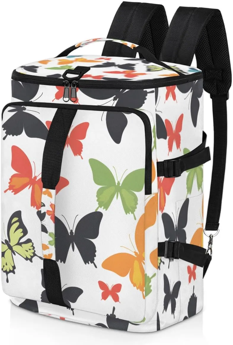 Butterfly Travel Backpack Carry On Flight Approved for Women Men, 18.9 Inch Large Colorful Airline Approved Luggage Weekender Backpacks