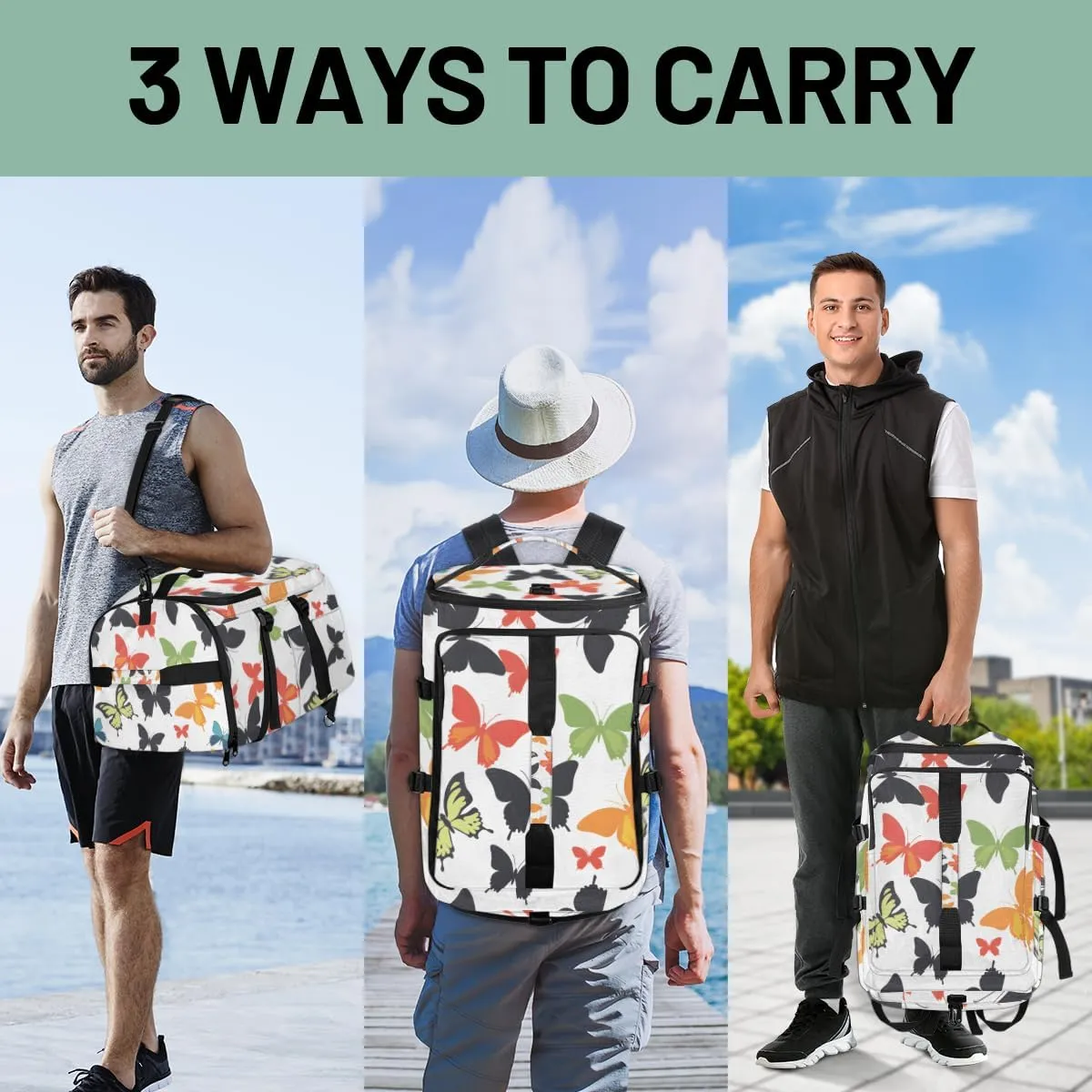 Butterfly Travel Backpack Carry On Flight Approved for Women Men, 18.9 Inch Large Colorful Airline Approved Luggage Weekender Backpacks
