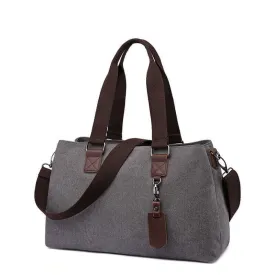 Canvas Shoulder Tote Bag | Three Zippered Main Compartments