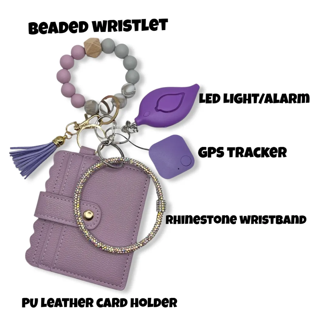 Card Holder Keychain With Alarm And GPS Tracker (Red)
