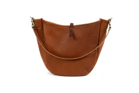 CELESTE LEATHER HOBO BAG - LARGE - SADDLE