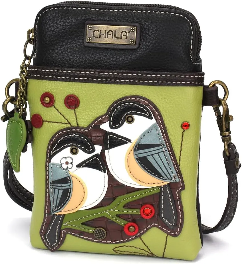 CHALA Cell Phone Crossbody Purse-Women PU Leather/Canvas Multicolor Handbag with Adjustable Strap