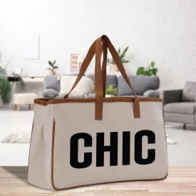 Chic Cotton Canvas Beach Tote Bag Multipurpose Tote Weekender Tote Gift for Her Outdoor Tote Vacation Tote Large Beach Bag (CHCT1002)