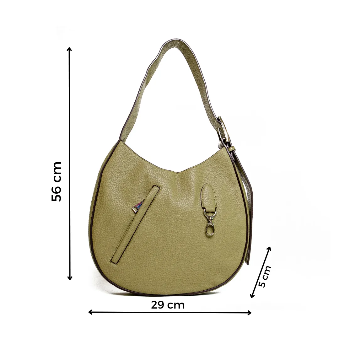 Chokore Round Hobo Bag with Shoulder Belt (Green)