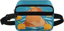 Cozeyat Lemon Capybara Fanny Pack for Girls Kids Lightweight Canvas Waist Pack Crossbody Bag Sports Running Belt Bag