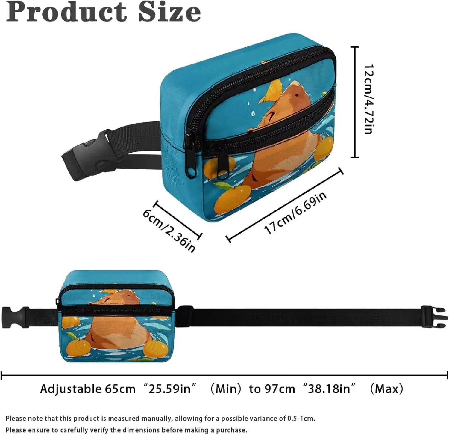 Cozeyat Lemon Capybara Fanny Pack for Girls Kids Lightweight Canvas Waist Pack Crossbody Bag Sports Running Belt Bag
