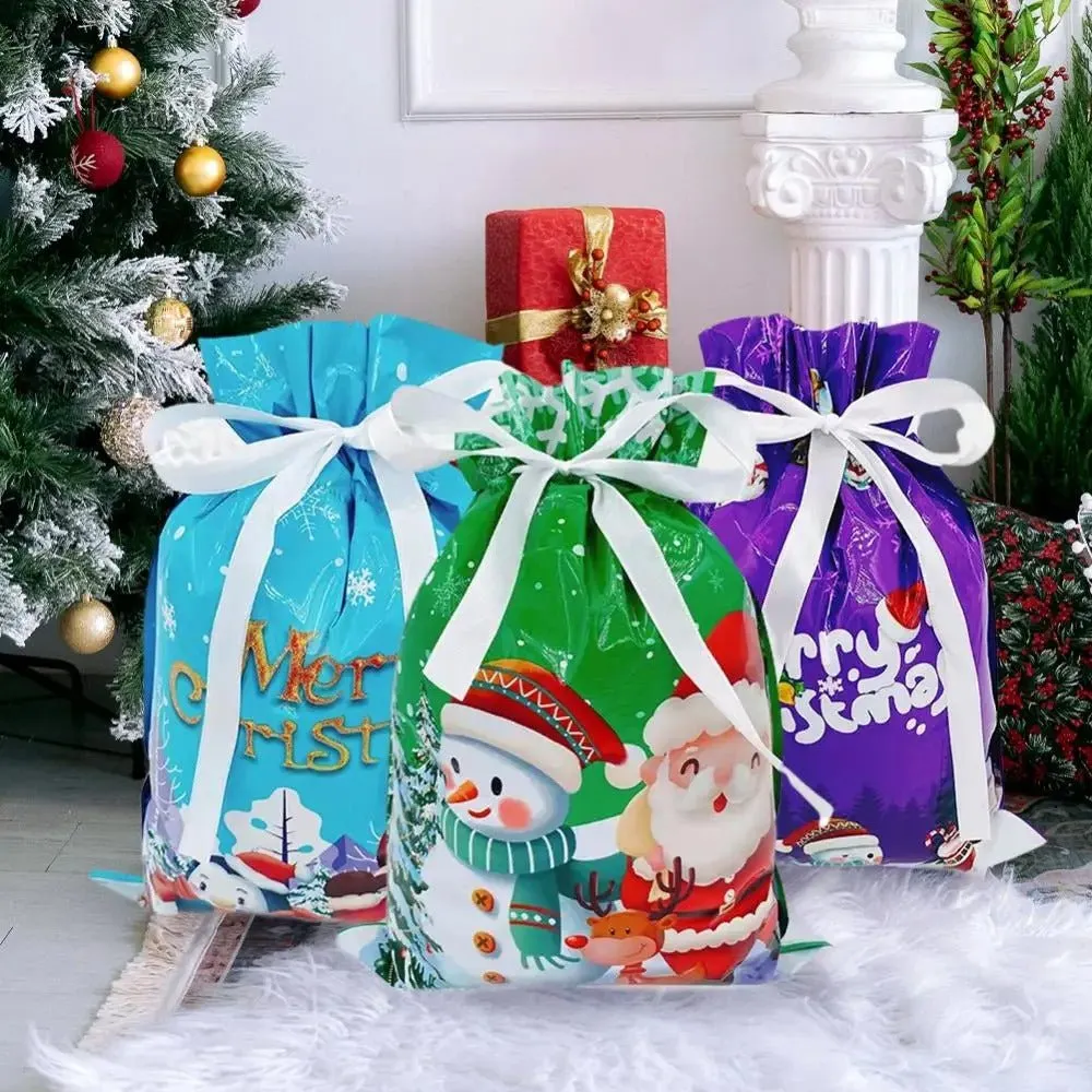 Drawstring Reusable Christmas Gift Bags - Gift Packaging Bag Christmas Decorations