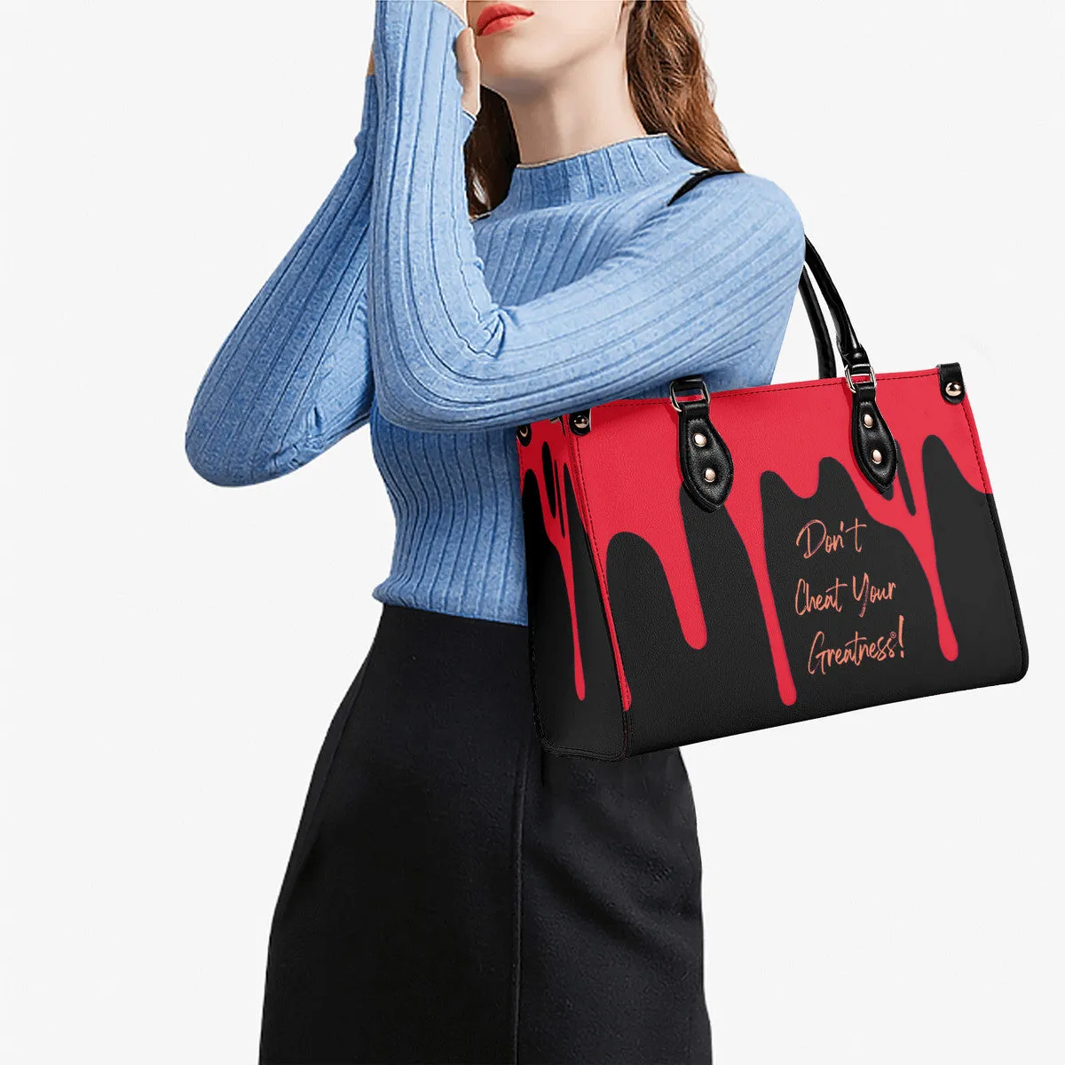 DRIP Orange CR Logo & Black Multiple Sizes Upgraded Luxury Women PU Leather Handbag
