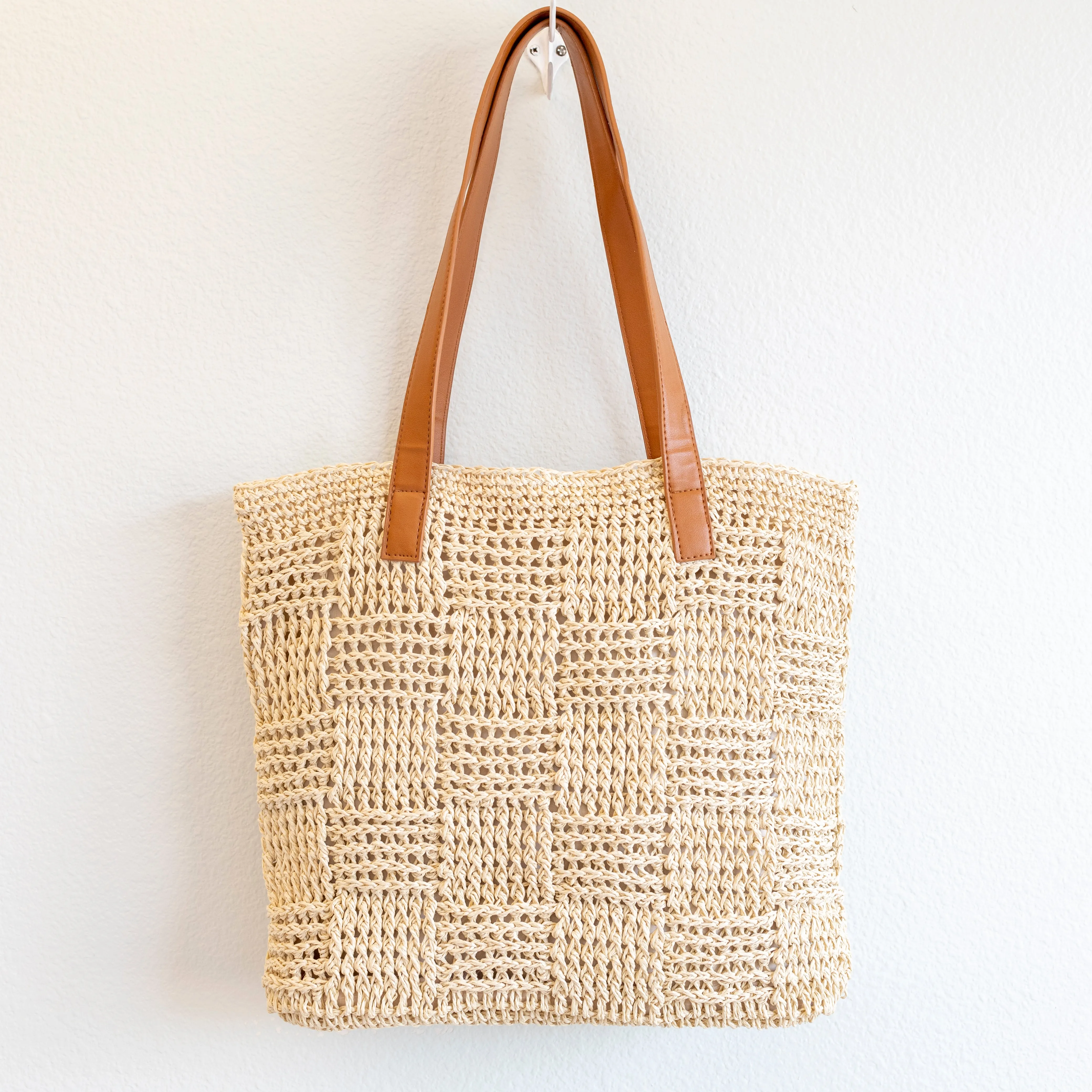 Elena Handbags Large Fashion Straw Tote Work Bag