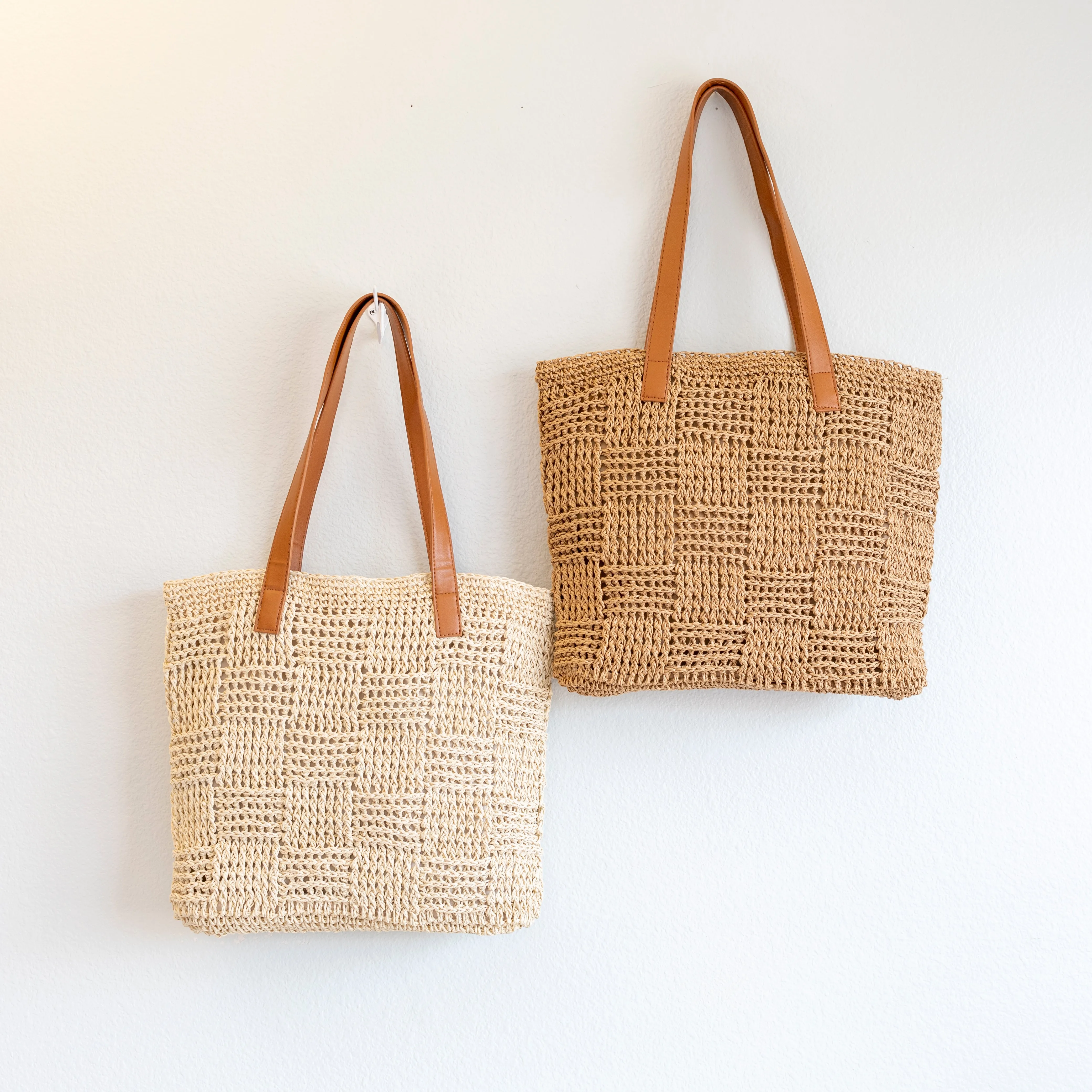 Elena Handbags Large Fashion Straw Tote Work Bag