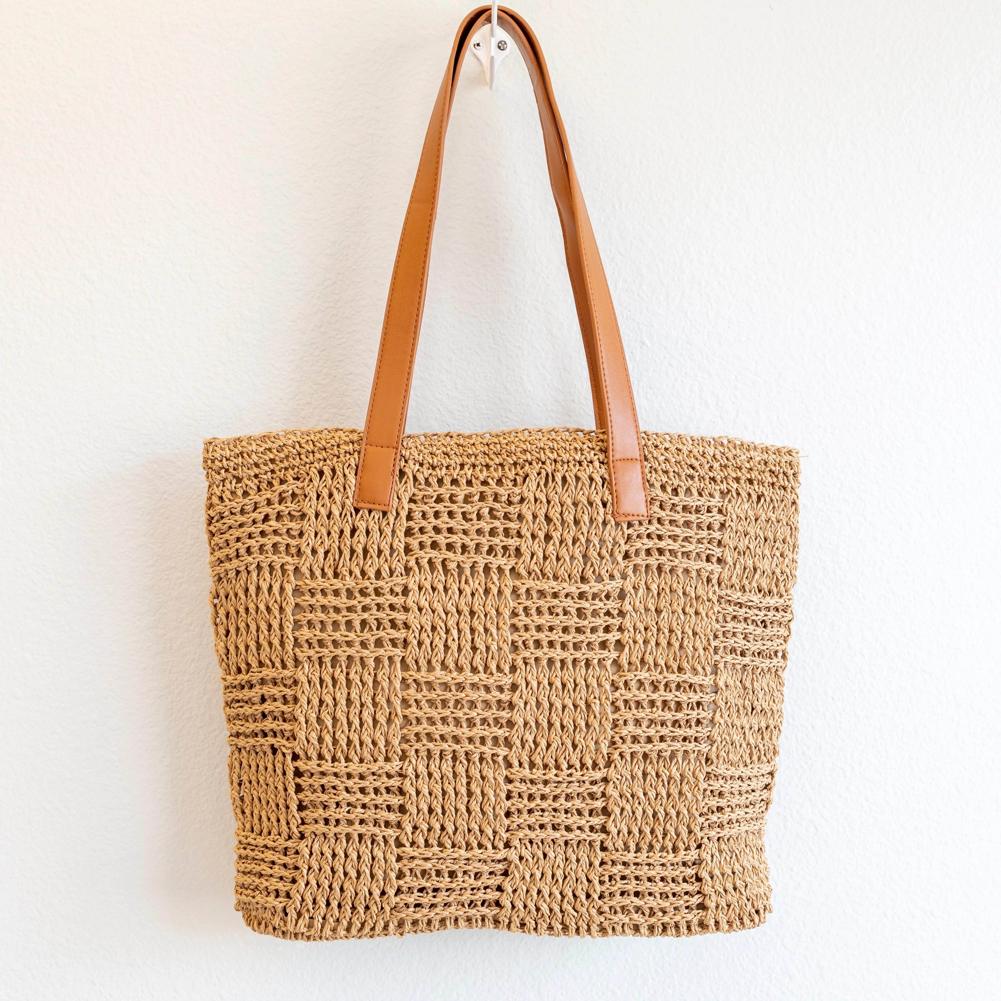 Elena Handbags Large Fashion Straw Tote Work Bag