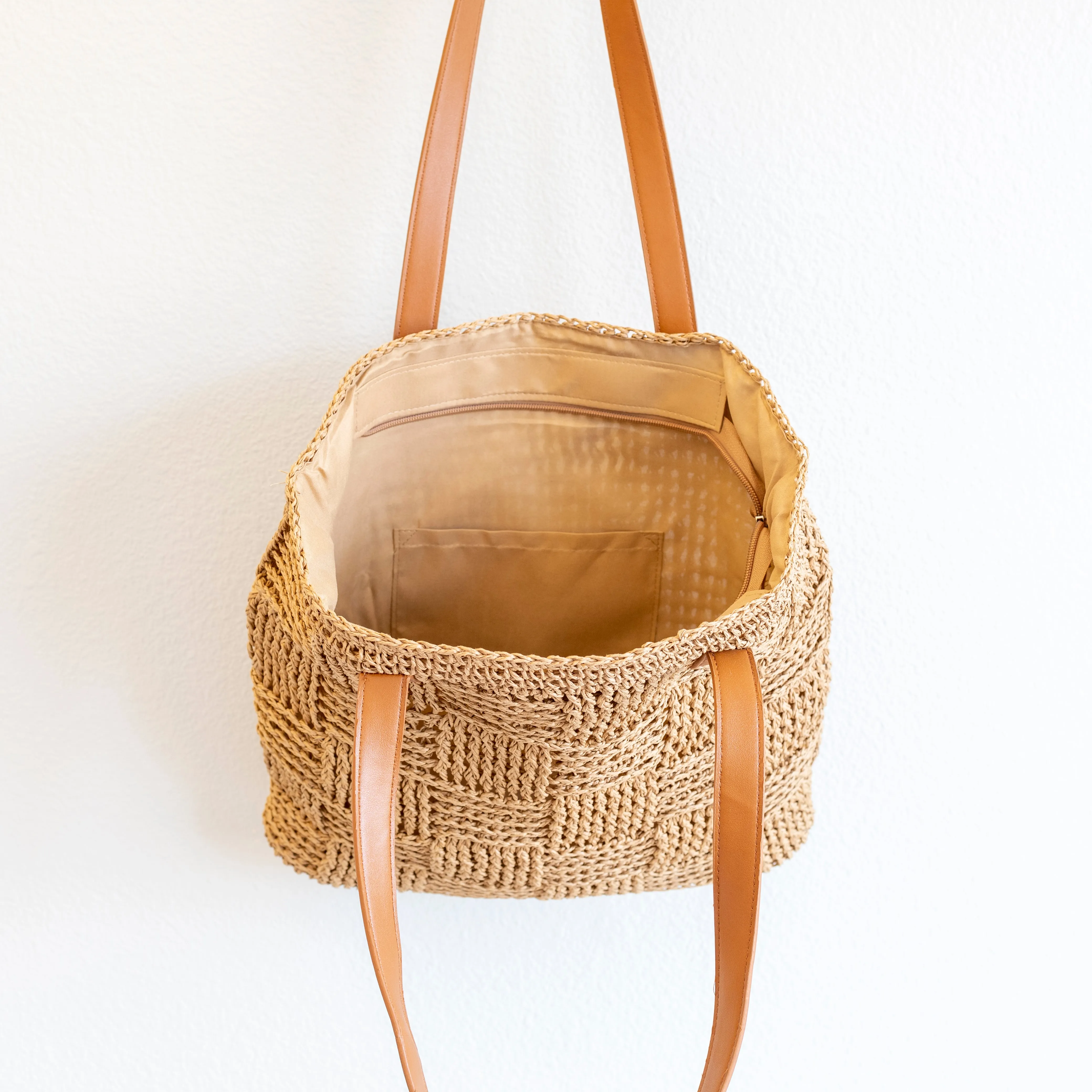 Elena Handbags Large Fashion Straw Tote Work Bag