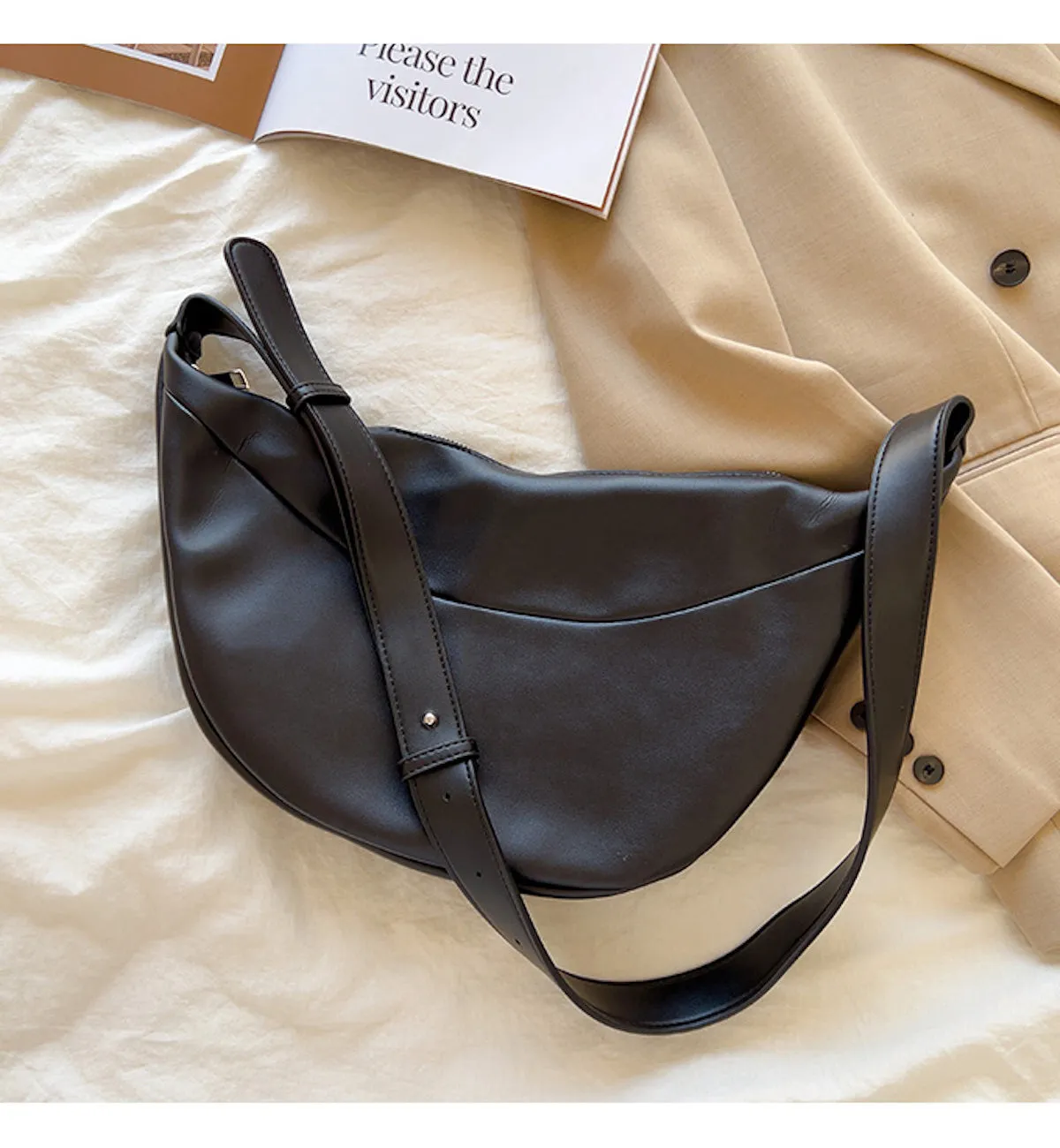 Elena Handbags Retro Leather Hobo Sling Bag