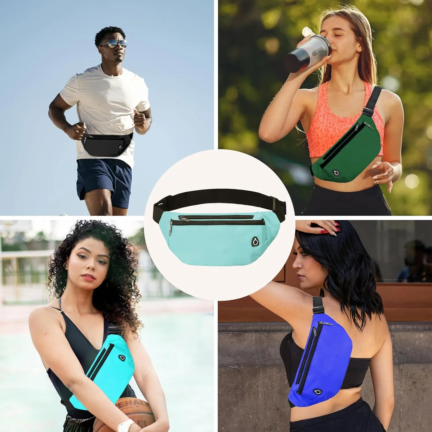 Fanny Pack for Women Men,Crossbody Fanny Pack Water Resistant Sports Waist Bag Pack, Belt Bag for Travel Hiking Running