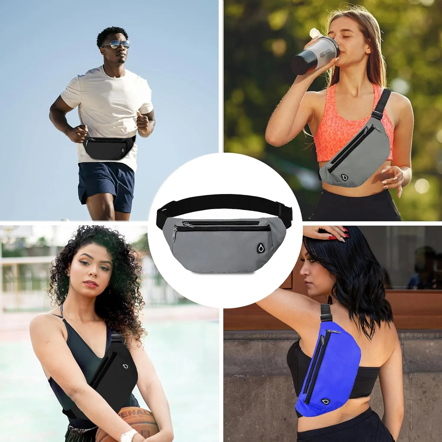 Fanny Pack for Women Men,Crossbody Fanny Pack Water Resistant Sports Waist Bag Pack, Belt Bag for Travel Hiking Running