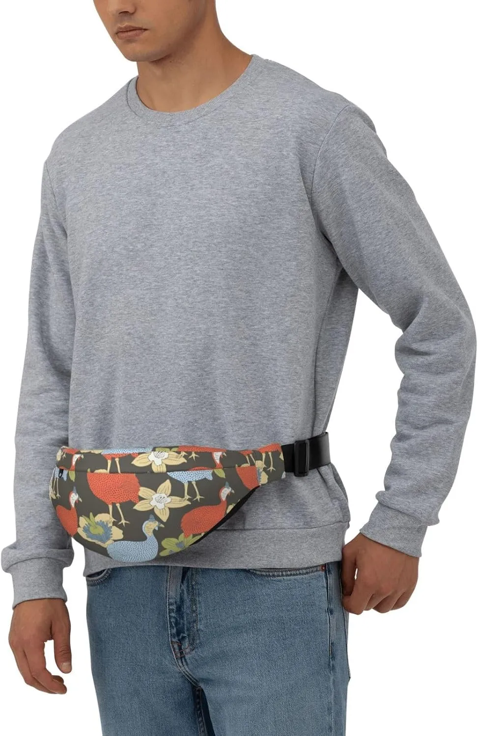 Fanny Pack for Women Men,Cute Guinea Fowl Bird Pattern Large Crossbody Waist Pack Belt Bag for Workout Hiking Running Travel, Onesize