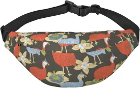 Fanny Pack for Women Men,Cute Guinea Fowl Bird Pattern Large Crossbody Waist Pack Belt Bag for Workout Hiking Running Travel, Onesize