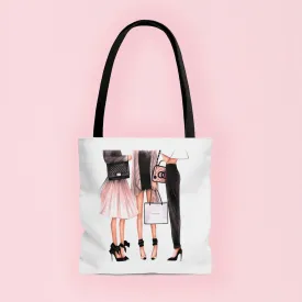 Fashion girls illustration tote bag.