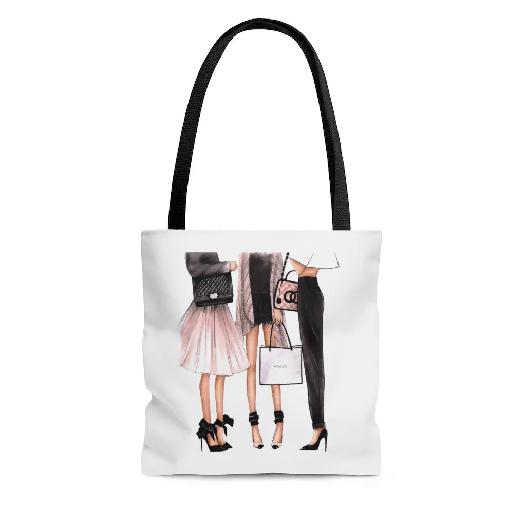 Fashion girls illustration tote bag.