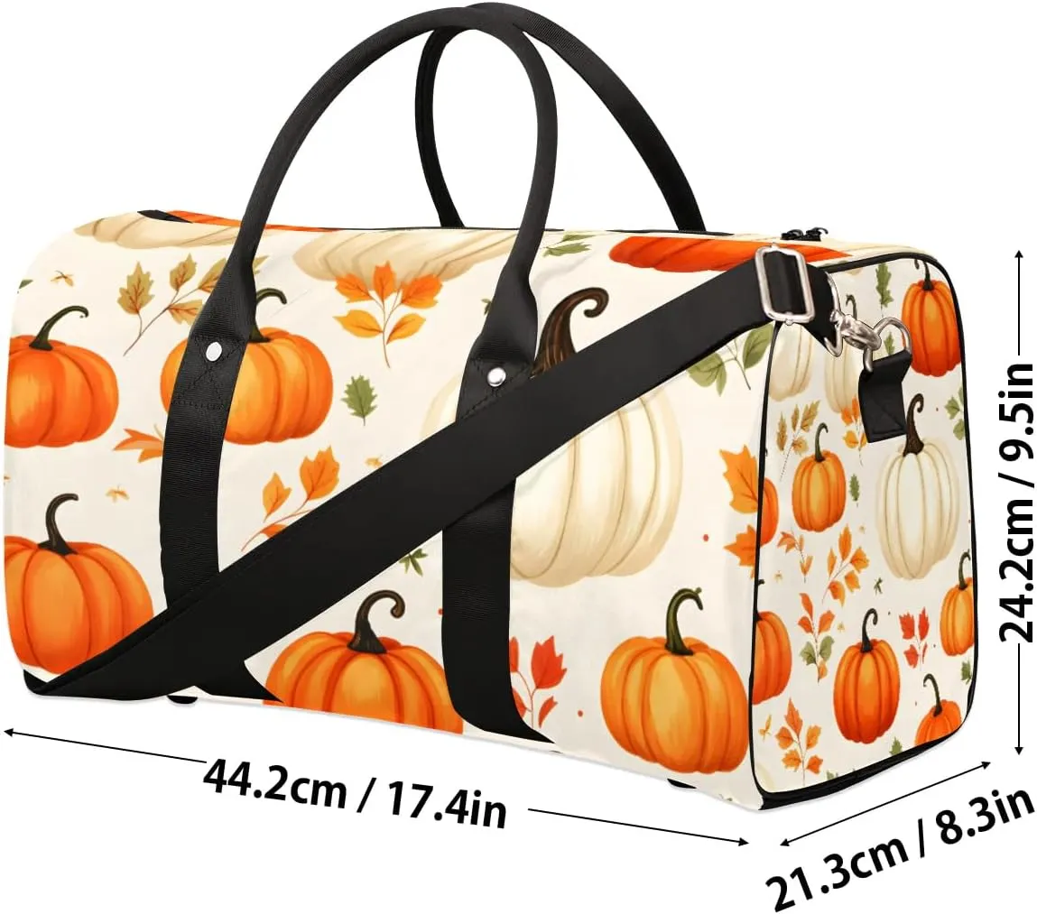Foldable Travel Bag Pumpkins Leaves Thanksgiving Lightweight Carry On Bags for Airplanes Waterproof Travel Duffle Bag For Gym Weekend Overnight