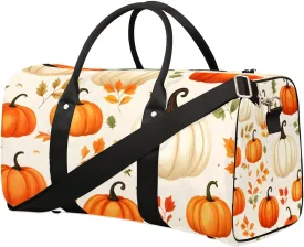 Foldable Travel Bag Pumpkins Leaves Thanksgiving Lightweight Carry On Bags for Airplanes Waterproof Travel Duffle Bag For Gym Weekend Overnight