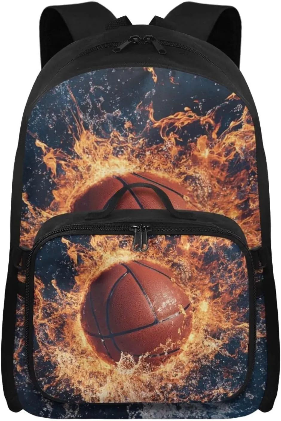 FOR U DESIGNS Basketball Lightweight Commuter Backpack for Middle School Versatile Bookbag with Lunchbox 17 Inch Large Capacity Elementary School Bag Age 12-14 Travel Rucksack