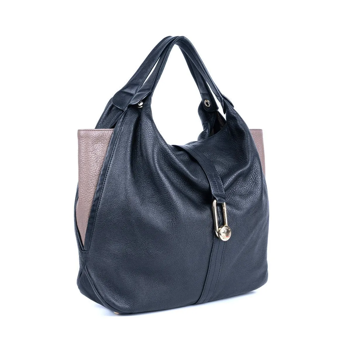 Furla Logo Hook Hobo Bags Leather Black Colour For Women