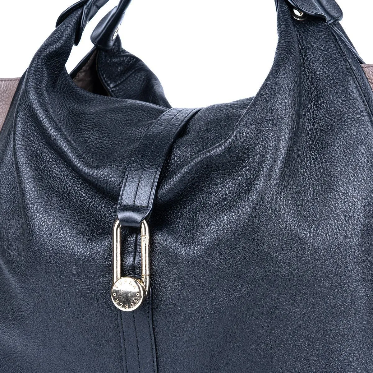 Furla Logo Hook Hobo Bags Leather Black Colour For Women