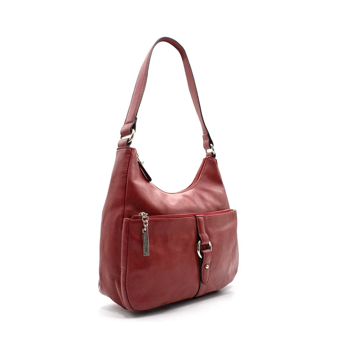 Giani Bernini Buckle Hobo Bags Leather Red Colour For Women