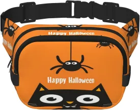 Halloween Black Cat Spider Funny Pack Waist Pack for Women Men, Double Layer Pack for Workout Running Travelling