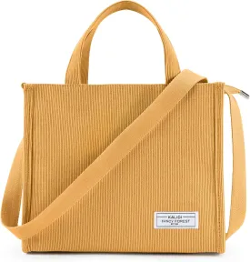 KALIDI Tote Bag for Women Corduroy Crossbody Bag Casual Zipper Tote Fashion Shoulder Handbag Hobo bag with Pockets
