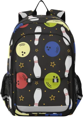 Kids Backpack for Boys Girls Elementary School Backpacks,Bowling Pins and Balls Children Bookbags with Reflective Strip Water-Resistant,Kids Bookbag for Childs Back to School