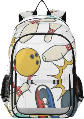 Kids Backpack for Boys Girls Elementary School Backpacks,Color Doodle Bowling Children Bookbags with Reflective Strip Water-Resistant,Kids Bookbag for Childs Back to School