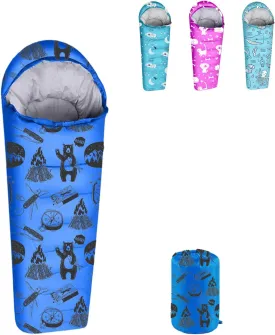 KidzAdventure Mummy Style 32  59F Kids Sleeping Bag with Pillow Sleeve, 4 Season, Lightweight and Backpacking Style, Ideal for Camping, Sleepover, Boys, Girls, Youth and Toddlers