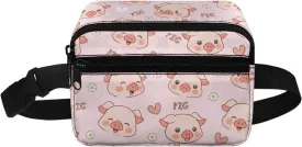 Kuiaobaty Kids Fanny Pack for Girls Travel Small Waist Bag Crossbody Belt Bag for Little Girls Toddler Cute Cartoon Pink Pig Fanny Bag